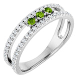 Round Peridot & Diamond Negative Space Ring in Gold and Platinum