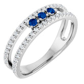 Round Blue Sapphire & Diamond Ring in Gold and Platinum