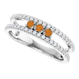 Round Citrine & Diamond Negative Space Ring in Gold and Platinum