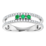 Round Emerald & Diamond Negative Space Ring in Gold and Platinum