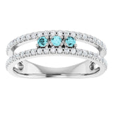 Round Blue Zircon & Diamond Ring in Gold and Platinum