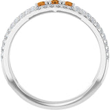 Round Citrine & Diamond Negative Space Ring in Gold and Platinum