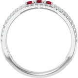 Round Ruby & Diamond Negative Space Ring in Gold and Platinum