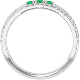 Round Emerald & Diamond Negative Space Ring in Gold and Platinum