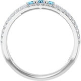 Round Aquamarine & Diamond Negative Space Ring in Gold and Platinum