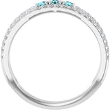 Round Blue Zircon & Diamond Ring in Gold and Platinum
