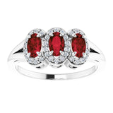 Oval Mozambique Garnet & Diamond Ring in Gold and Platinum