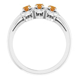Oval Citrine & Diamond Three Stone Ring in Gold and Platinum