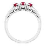 Oval Ruby & Diamond Three Stone Ring in Gold and Platinum