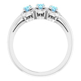 Oval Aquamarine & Diamond Three Stone Ring in Gold and Platinum