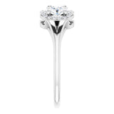 Oval White Sapphire & Diamond Three Stone Ring in Gold and Platinum
