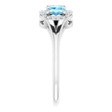 Oval Aquamarine & Diamond Three Stone Ring in Gold and Platinum