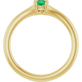 Round Emerald Youth Ring in Yellow Gold