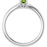 Round Peridot Youth Ring in Platinum