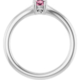 Round Pink Tourmaline Youth Ring in White Gold