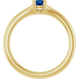 Round Blue Sapphire Youth Ring in Yellow Gold