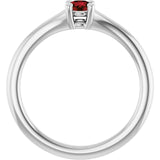 Round Mozambique Garnet Youth Ring in White Gold