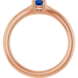 Round Blue Sapphire Youth Ring in Rose Gold