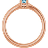 Round Aquamarine Youth Ring in Rose Gold