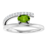 Oval Peridot & Diamond Accented Ring in Gold and Platinum