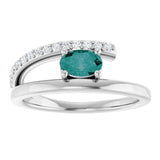 Oval Lab-Grown Alexandrite & Diamond Ring in Gold and Platinum