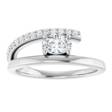 Oval White Sapphire & Diamond Accented Ring in Gold and Platinum