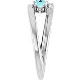 Oval Blue Zircon & Diamond Accented Ring in Gold and Platinum