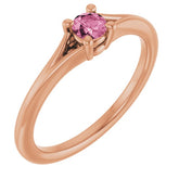 Round Pink Tourmaline Youth Ring in Rose Gold