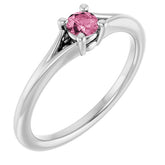 Round Pink Tourmaline Youth Ring in Platinum