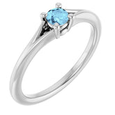 Round Aquamarine Youth Ring in White Gold
