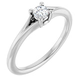 Round White Sapphire Youth Ring in White Gold