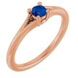 Round Blue Sapphire Youth Ring in Rose Gold