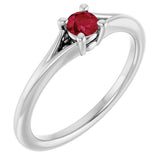 Round Lab-Grown Ruby Youth Ring in Gold and Platinum