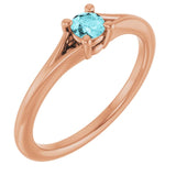 Round Blue Zircon Youth Ring in Rose Gold