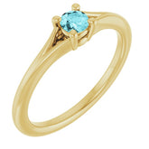 Round Blue Zircon Youth Ring in Yellow Gold