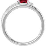 Oval Ruby Accented Ring with Diamond Accents in Gold and Platinum