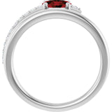 Oval Mozambique Garnet & Diamond Accented Ring in Gold and Platinum