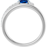Oval Blue Sapphire & Diamond Accented Ring in Gold and Platinum