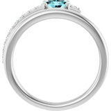 Oval Blue Zircon & Diamond Accented Ring in Gold and Platinum