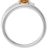Oval Citrine & Diamond Accented Ring in Gold and Platinum
