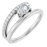 Oval White Sapphire & Diamond Accented Ring in Gold and Platinum