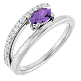 Oval Amethyst & Diamond Accented Ring in Gold and Platinum