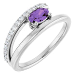 Oval Amethyst & Diamond Accented Ring in Gold and Platinum
