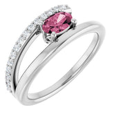 Oval Pink Tourmaline & Diamond Accented Ring in Gold and Platinum
