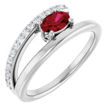 Oval Lab-Grown Ruby & Diamond Accented Ring in Gold and Platinum