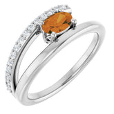 Oval Citrine & Diamond Accented Ring in Gold and Platinum
