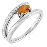 Oval Citrine & Diamond Accented Ring in Gold and Platinum