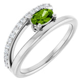 Oval Peridot & Diamond Accented Ring in Gold and Platinum
