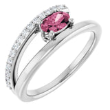 Oval Pink Tourmaline & Diamond Accented Ring in Gold and Platinum