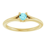 Round Blue Zircon Youth Ring in Yellow Gold